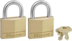Master Lock Padlock Keyed Alike Twin Pack Brass - 40 mm x 6 mm x 22 mm