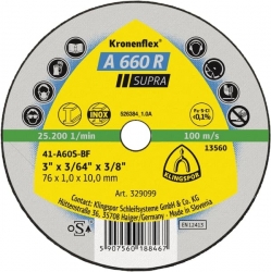 Klingspor A660R 76 x 1.0 x 10mm Bore Cut off Disc