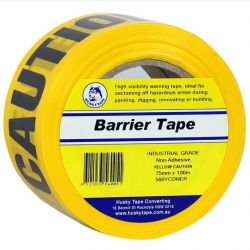 TAPE YELLOW 75mm x 100m - CAUTION  DO NOT ENTER