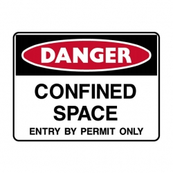 DANGER CONFINED SPACE - ENTRY BY PERMIT ONLY METAL SIGN 300mm x 225mm