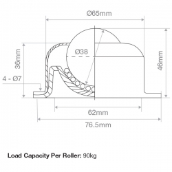 304 Stainless Steel Square Flange Mount Ball Transfer 38.1mm Roller Diameter (BT