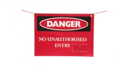 DANGER NO UNAUTHORISED ENTRY FLAG RED 600 X 485 PVC