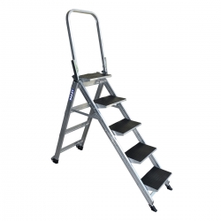 Stairway Ladder 5 Step with Safety Rail 150kg - Aluminium
