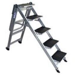Stairway Ladder 5 Step with Safety Rail 150kg - Aluminium